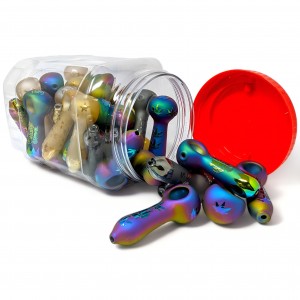 4" Mix and Mill Assorted Style Sand Blasted Hand Pipe 35ct JAR - [HP8233]